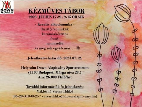 Kézműves Tábor 2023. július 17-21. 
